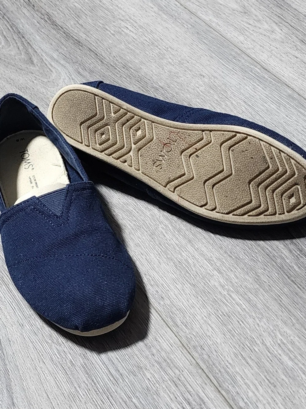 TOMS Alpargata Navy Blue Canvas Slip On Flats Shoes Womens Size 5